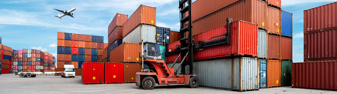 shipping containers and cargo logistics representing international export to the United States
